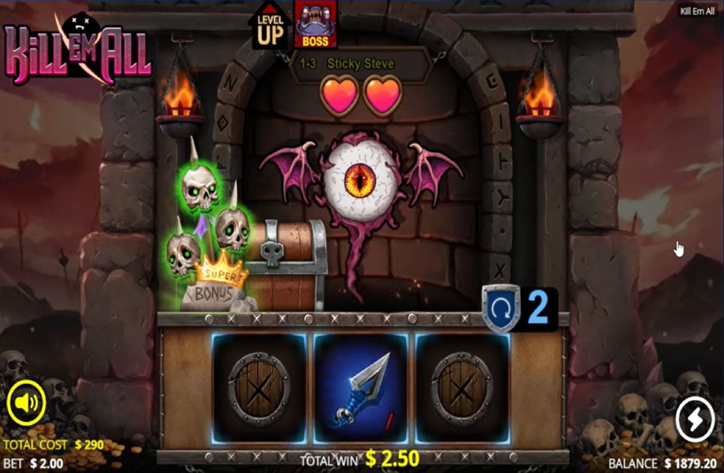 Screenshot from the New Kill Em All Slot by Nolimit City