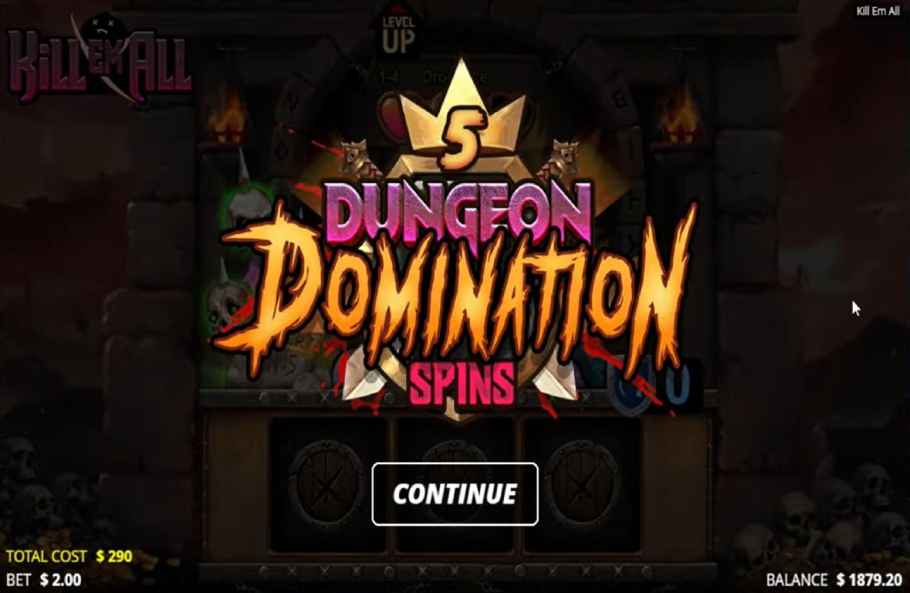 Screenshot of the Dungeon Domination Spins of Kill Em All