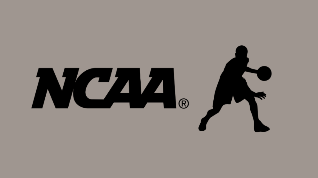 NCAA logo and athlete