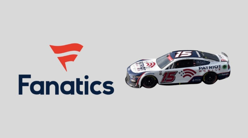 Fanatics logo and NASCAR driver JJ Yeley