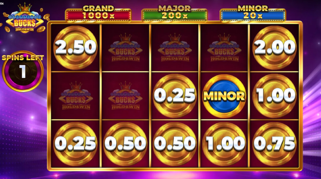 Screenshot of the Brilliant Bucks Hold & Win Respins feature