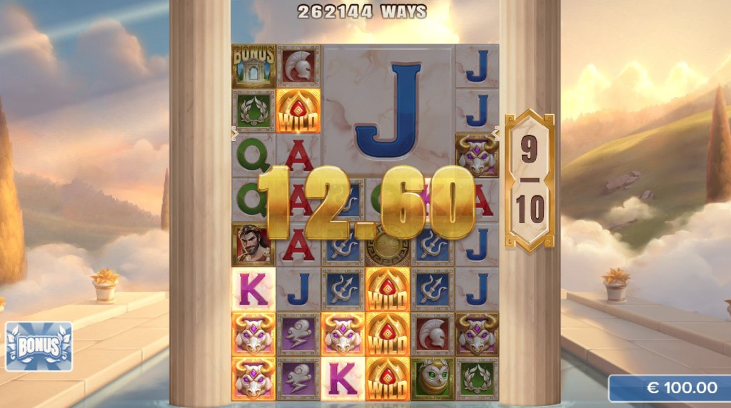 Screenshot of the Free Drops bonus round of Elysian Gold