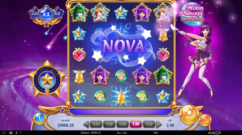 Screenshot of the Girl Powers feature of Moon Princess Stargazing
