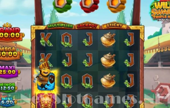 Screenshot from the New Wild Swarm Triple Hive Slot by Push Gaming