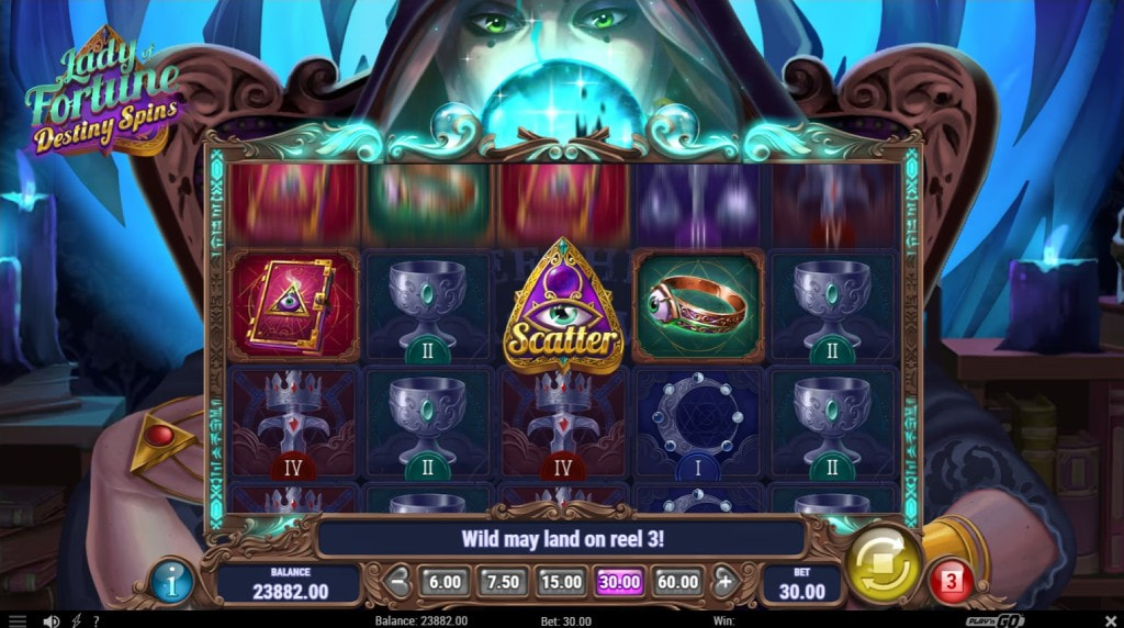 Screenshot from the New Lady of Fortune Destiny Spins Slot by Play'n GO