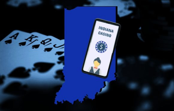 Map of Indiana and casino gaming icon
