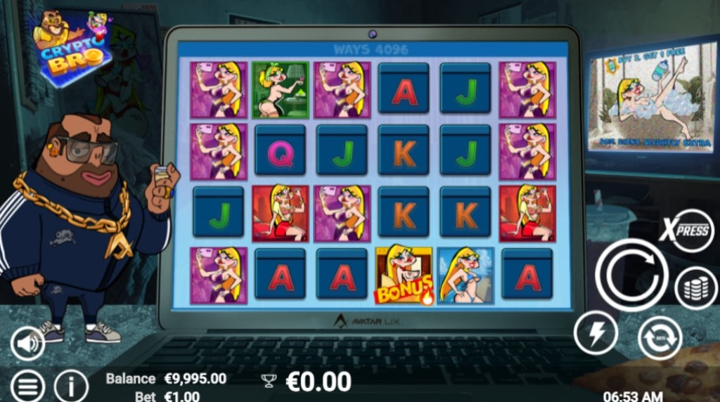 Screenshot from the New Crypto Bro Slot by AvatarUX