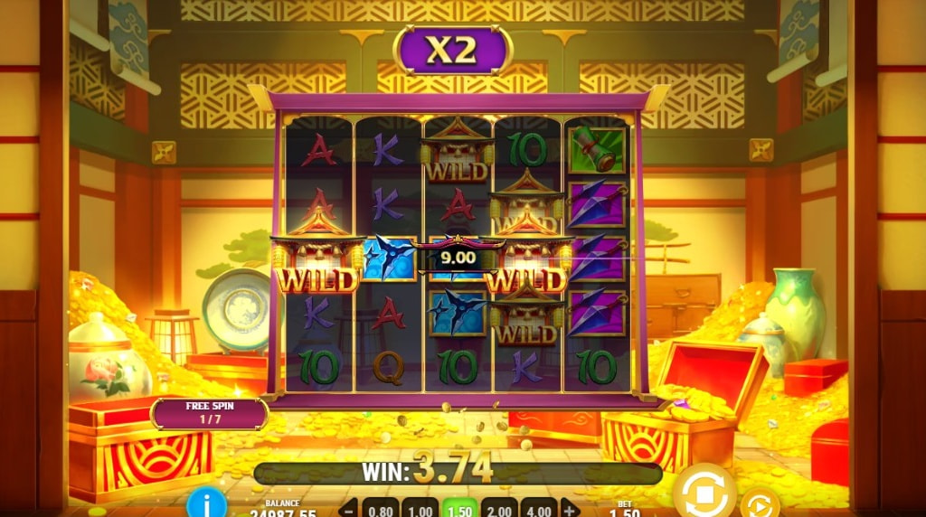 Screenshot from the Free Spin round of 3 Blades & Blessings