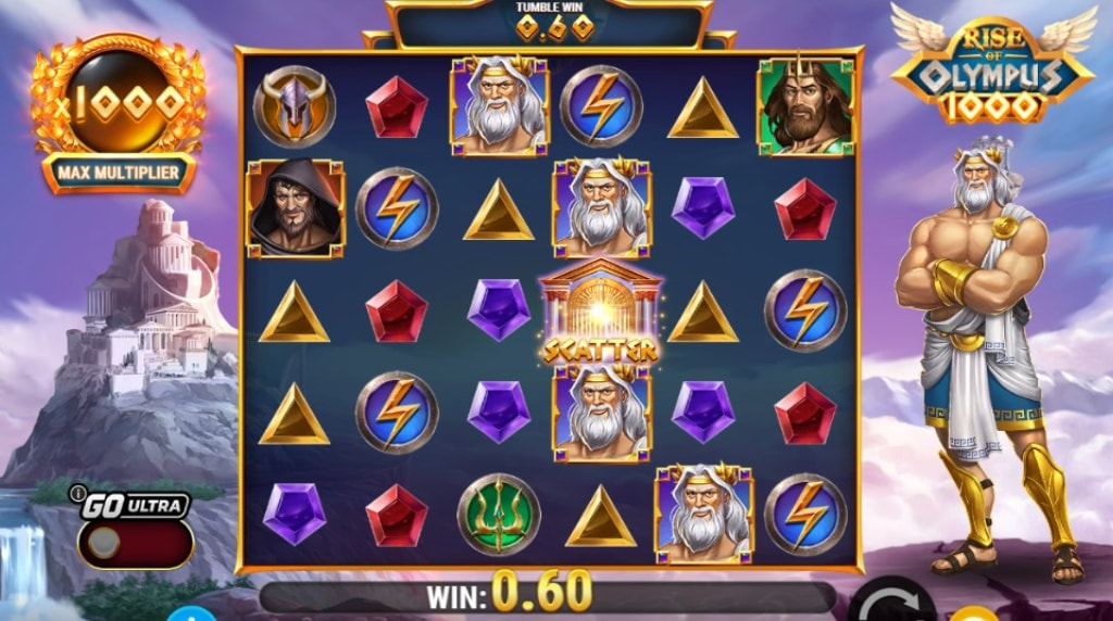 Screenshot from Rise of Olympus 1000 slot by Play'n GO