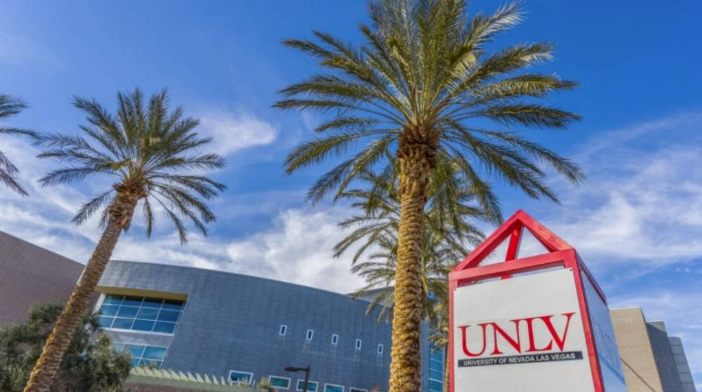 Outside UNLV in Las Vegas, Nevada.