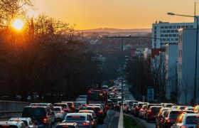 Cars piled up for miles
