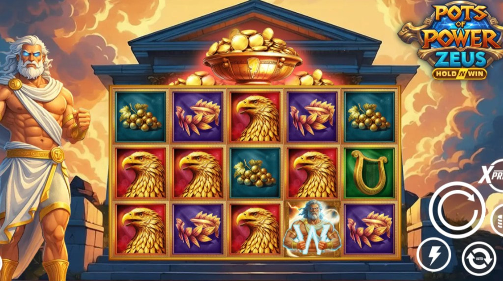 Screenshot from the Pots of Power Zeus Slot by AvatarUX